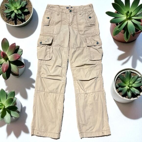 Polo Jeans Co Ralph Lauren Pants Women’s Size 2 Cargo Khaki Multi-Pocket Utility - Picture 1 of 6